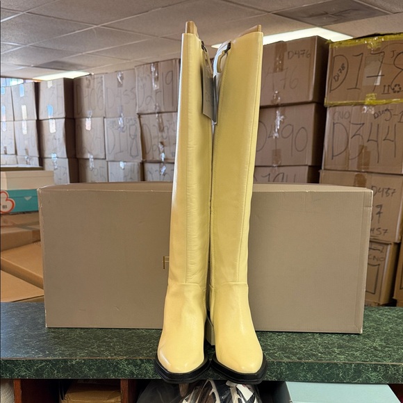 Franco Sarto Cream Over-the-Knee Leather Boots (WIDE CALF) - Picture 3 of 4